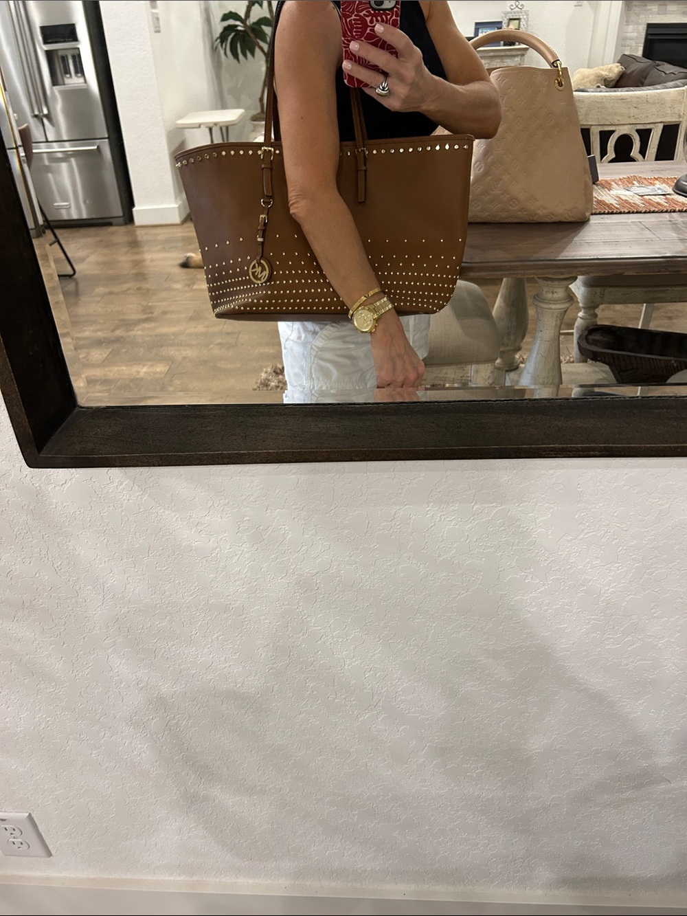 Michael Kors Brown Studded Leather Tote
